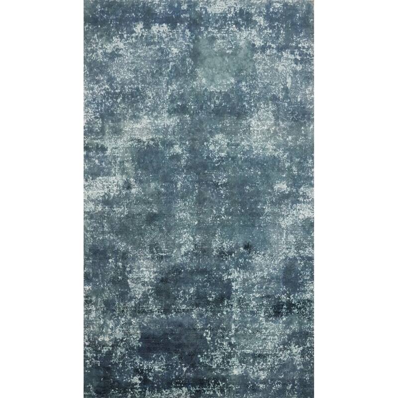 Hand Knotted Oriental Viscose Silk Carpet Modern All-Over Multi-Colored Abstract Area Rug - 7' 11'' X 4' 11''