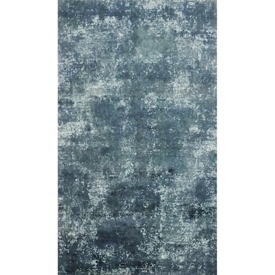 Hand Knotted Oriental Viscose Silk Carpet Modern All-Over Multi-Colored Abstract Area Rug - 7' 11'' X 4' 11''