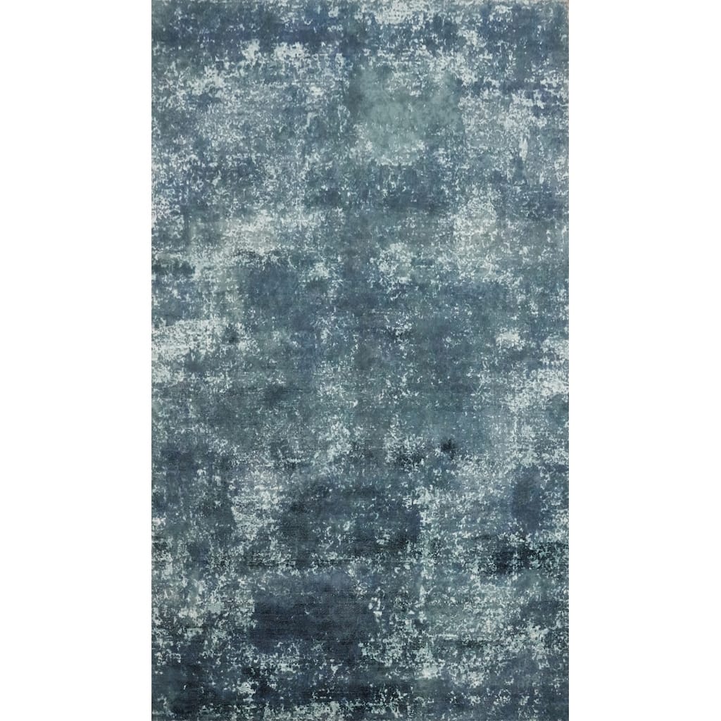 Hand Knotted Oriental Viscose Silk Carpet Modern All-Over Multi-Colored Abstract Area Rug - 7' 11'' X 4' 11''
