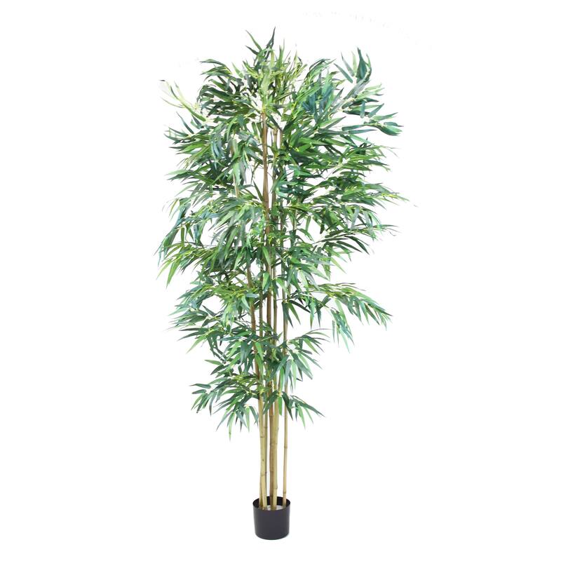 The Mod Greenhouse 60" Artificial Real Touch Bamboo Tree in Black Matte Planter's Pot - 84