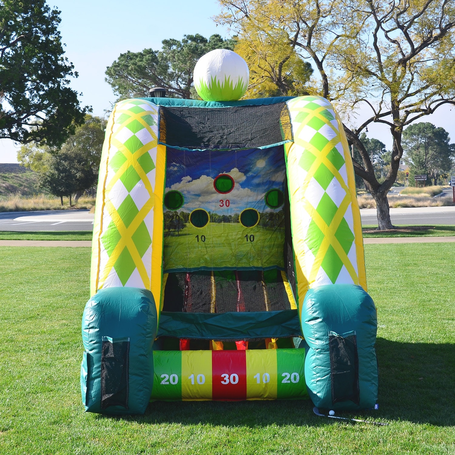 HeroKiddo 12 ft. Golf Target Challenge Interactive Sports Game Inflatable for Kids or Adults, 15oz PVC Vinyl, Includes Blower