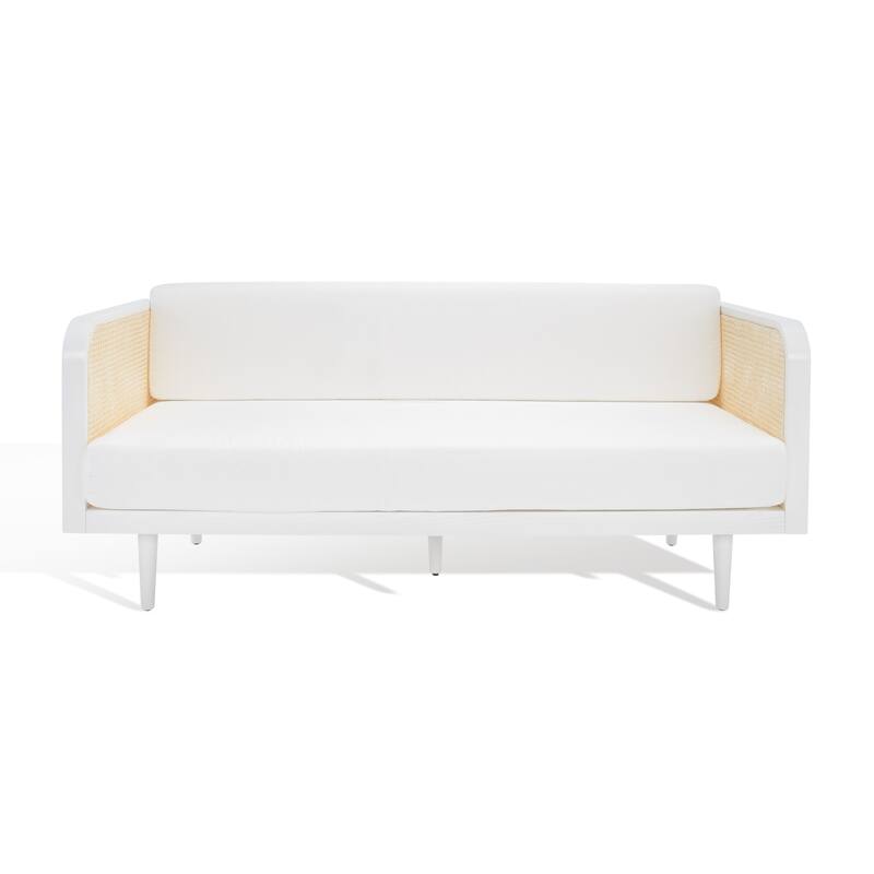 SAFAVIEH Couture Petroski French Cane Sofa - 75"W x 33"D x 31"H - White/Natural