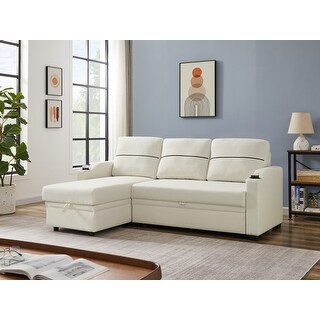 Corner Broaching Linen Corner Broaching Sleeper Sectional Sofa + Storage Sofa ...