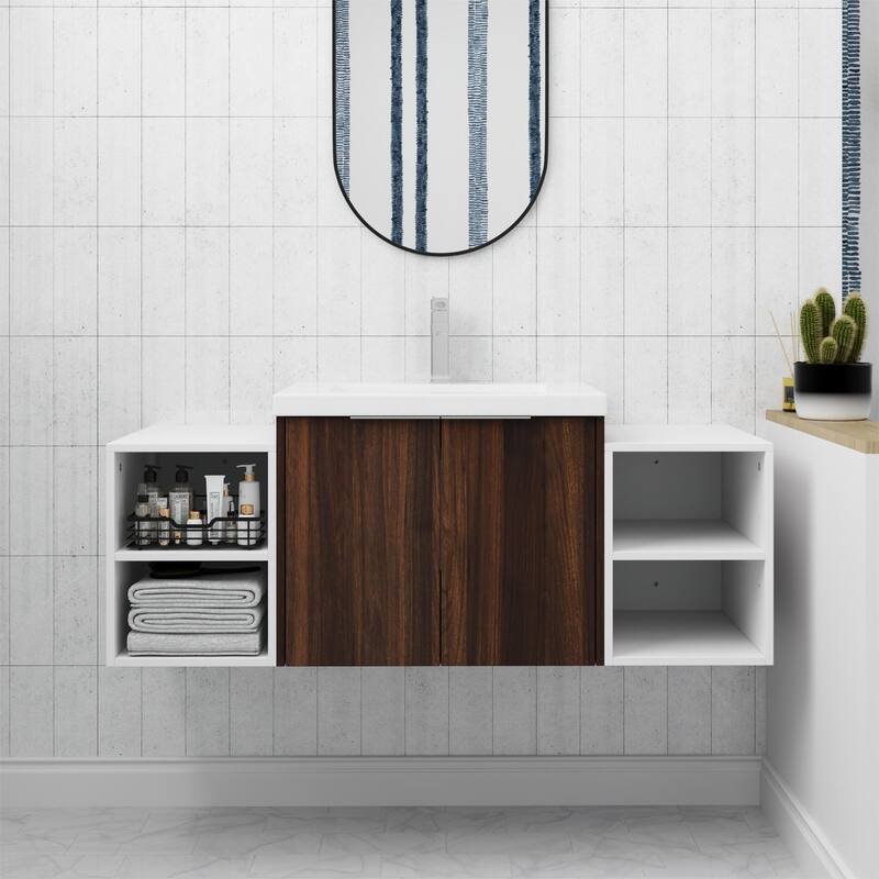 ARTCHIRLY 24/36/48/60/72/84 Inch Bathroom Vanity with Sink, Floating Bathroom Vanity with Soft Close Door and Shelf