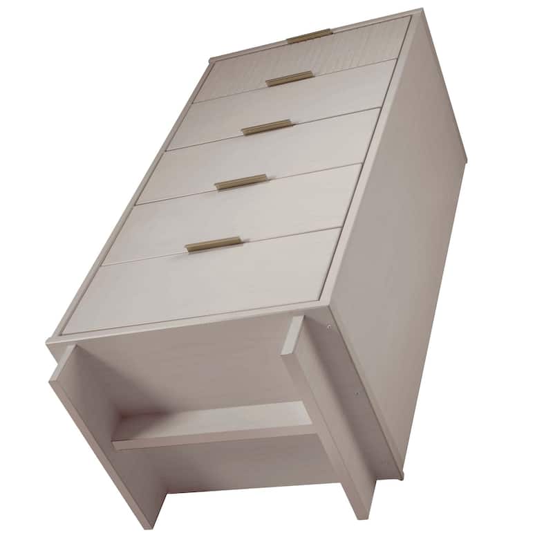 Manhattan Comfort 3-Piece Granville Modern Solid Wood Narrow Chest Dresser Nightstand Set.