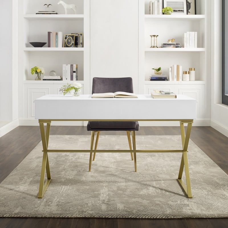 Silver Orchid Lerch Two-Drawer Campaign Desk