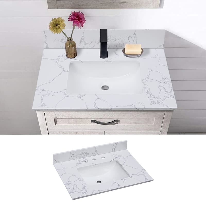 Enchantlace 31 Inch Engineered Marble Vanity Top with Sink