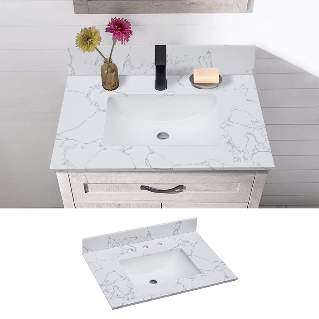 Enchantlace 31 Inch Engineered Marble Vanity Top with Sink