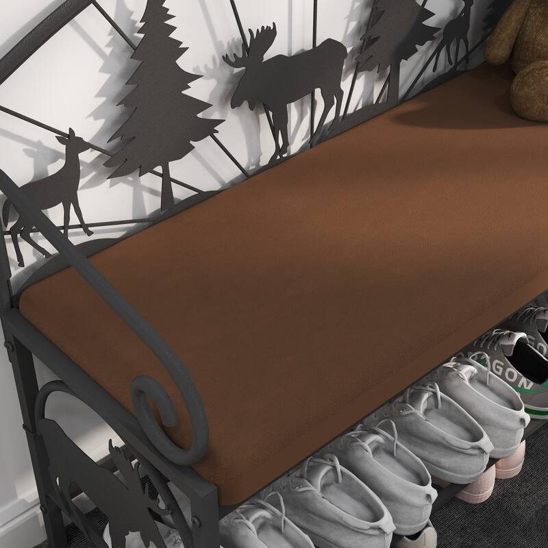 Shoe Rack Bench for Entryway, Industrial Bench, Rustic Shoe Rack for Small Spaces, Upholstered Entryway Bench