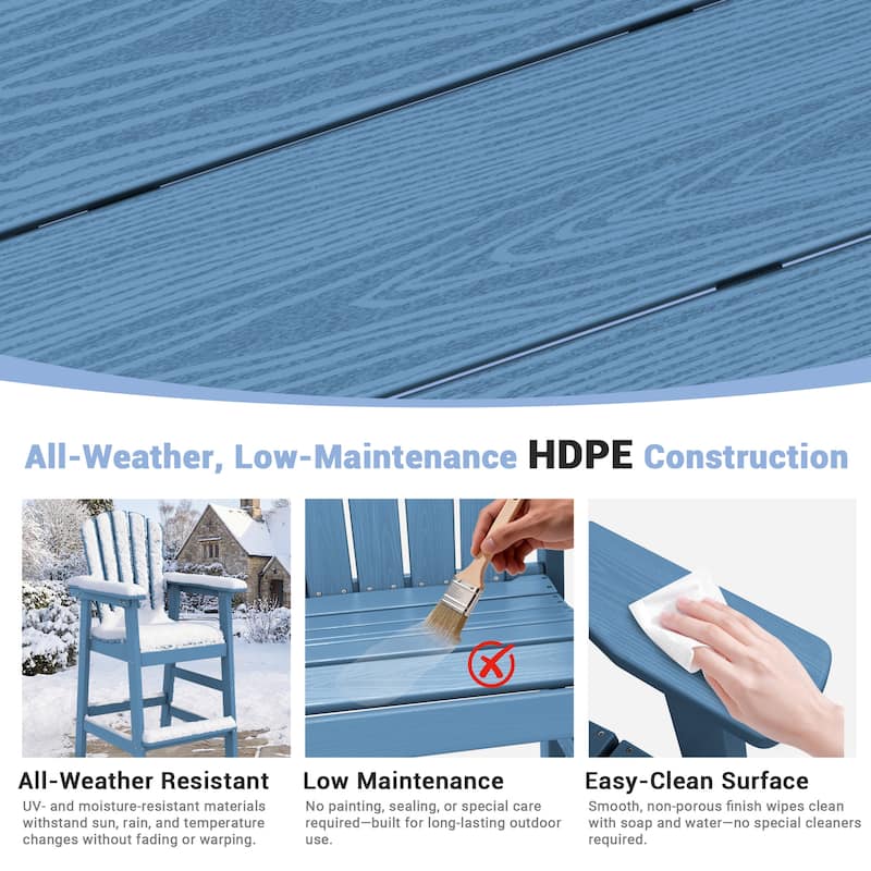 Outdoor Tall Adirondack Chair Set of 2 with Connecting Tray