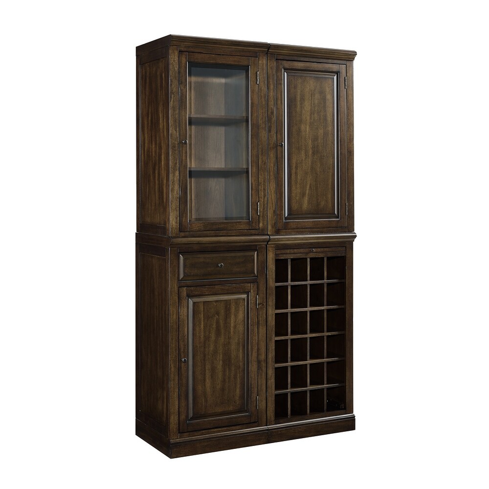 Overstock 3-door 1-drawer Rich Cherry-finished Wood and Glass Wine Storage Cabinet (Cherry)