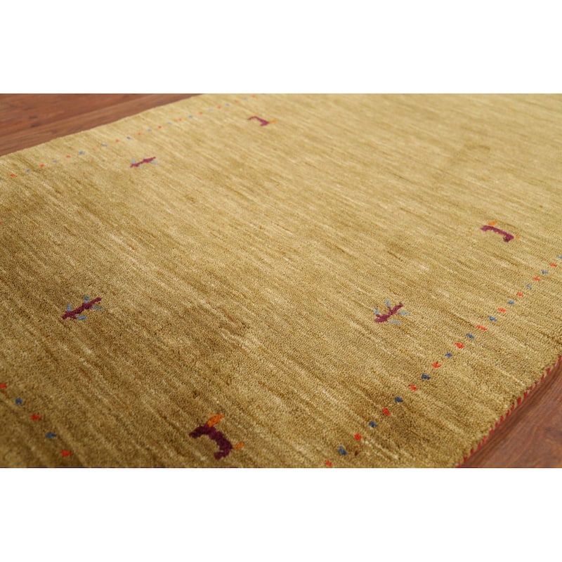 Tribal Gabbeh Indian Accent Rug Handmade Yellow Wool Carpet - 3'0"x 5'3"