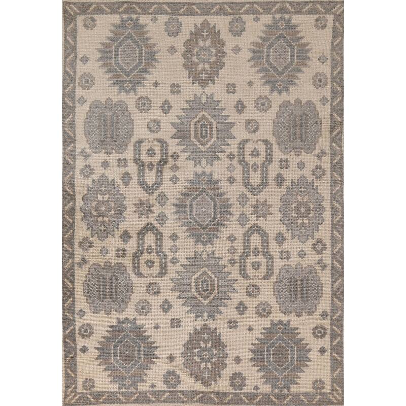 Geometric Moroccan Oriental Area Rug Hand-Knotted Wool Carpet - 5'3"x 7'11"