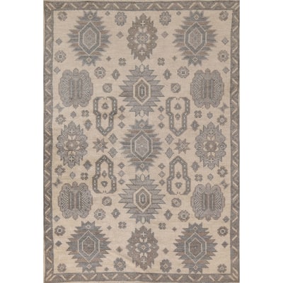 Geometric Moroccan Oriental Area Rug Hand-Knotted Wool Carpet - 5'3"x 7'11"