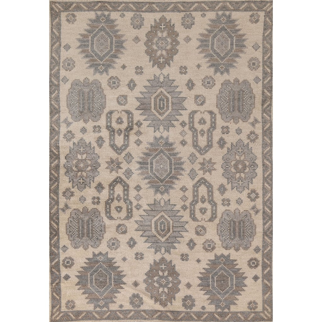 Geometric Moroccan Oriental Area Rug Hand-Knotted Wool Carpet - 5'3"x 7'11"