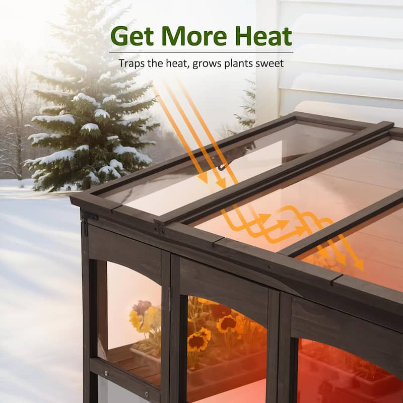 MCombo Walk-in Greenhouse with Openable Roof and Lockable Door, Solid Wood 0899