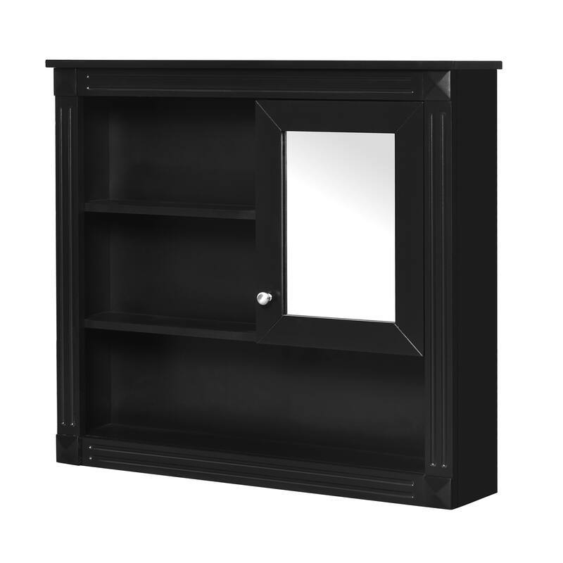 GDFStudio - Wilford Modern Wall-Mounted Bathroom Storage Cabinet with Mirror Door and Adjustable Shelves - 32"W