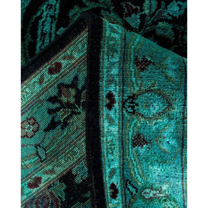 Overton Hand Knotted Wool Vintage Inspired Modern Contemporary Overdyed Blue Area Rug - 2' 7" x 4' 4"