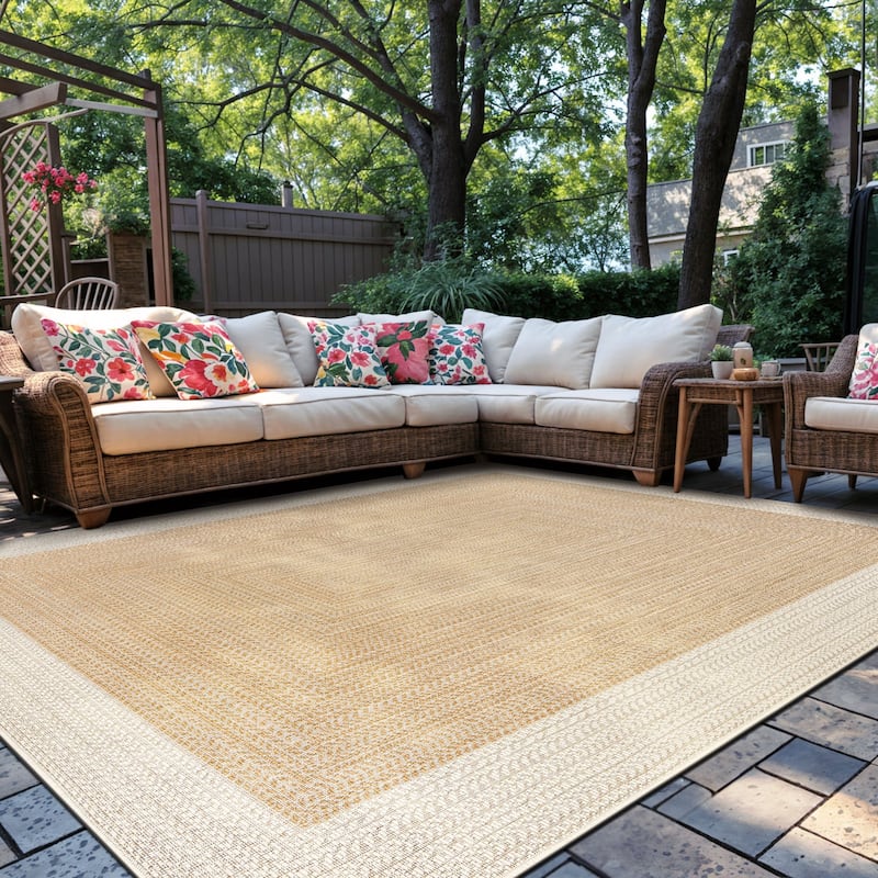 World Rug Gallery Contemporary Braided Weather Resistant Reversible Indoor/Outdoor Area Rug - 7' 10" x 10' - Natural