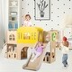 preview thumbnail 3 of 7, Wooden 7 in 1 Toddler Playset with Slide Climber Tunnel and Basketball Hoop for Kids Indoor and Outdoor Play Castle