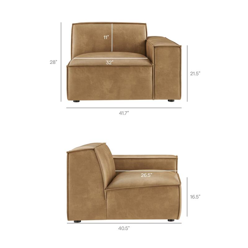 Restore 3-Piece Vegan Leather Modular L-Shaped Sectional Sofa