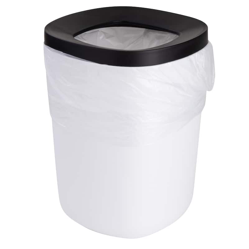 Bath Bliss 2 Tone 2 Piece Wastebasket in Black & White - 7.2"x 7.2"x 9.8"