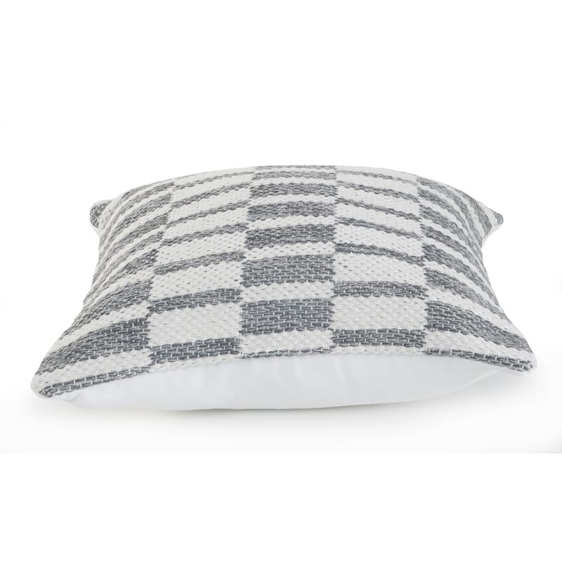 18" Gray and White Geometric Striped Square Throw Pillow