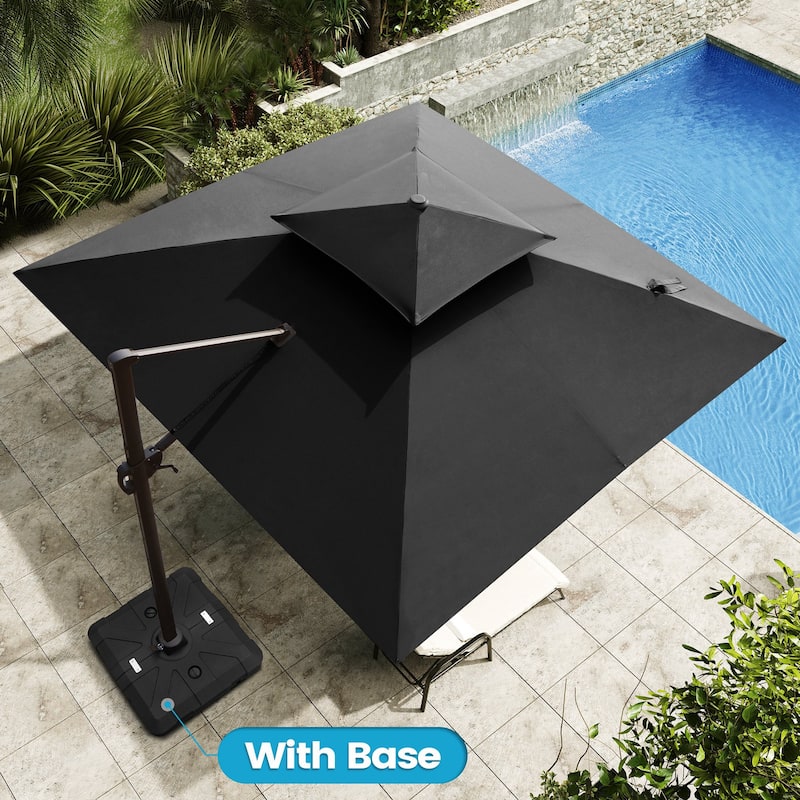 11 x 11 FT Outdoor 360 Degrees Rotation Patio Cantilever Umbrella with Base