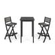 preview thumbnail 22 of 34, Polaris Outdoor 26" Square 3 Piece Wood and Wicker Bar Height Set by Christopher Knight Home