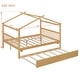 preview thumbnail 45 of 110, Creativity House Bed Twin/ Full Size Frame with Trundle for Boys Girls, Wood Platform Bed with Roof No Box Spring Needed
