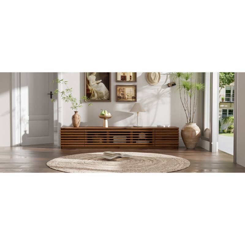 Roomfitters 70 Inch Modern TV Stand for TVs up to 80 Inch, Media Console with Soft-Closing Hinges & Cable Management, Walnut