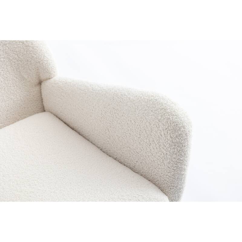 Soft Teddy Fabric Rocking Chair Comfy Wingback Glider Rocker with Safe Solid Wood Base for Living Room (grey)