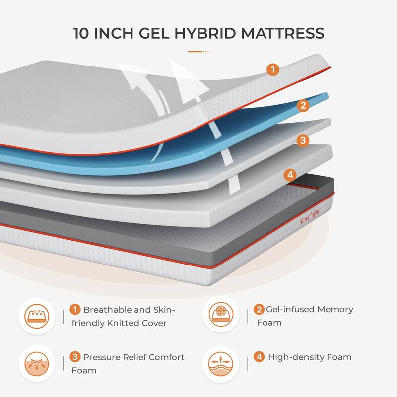 Sweetnight 10-inch Medium Firm Gel Memory Foam Mattress