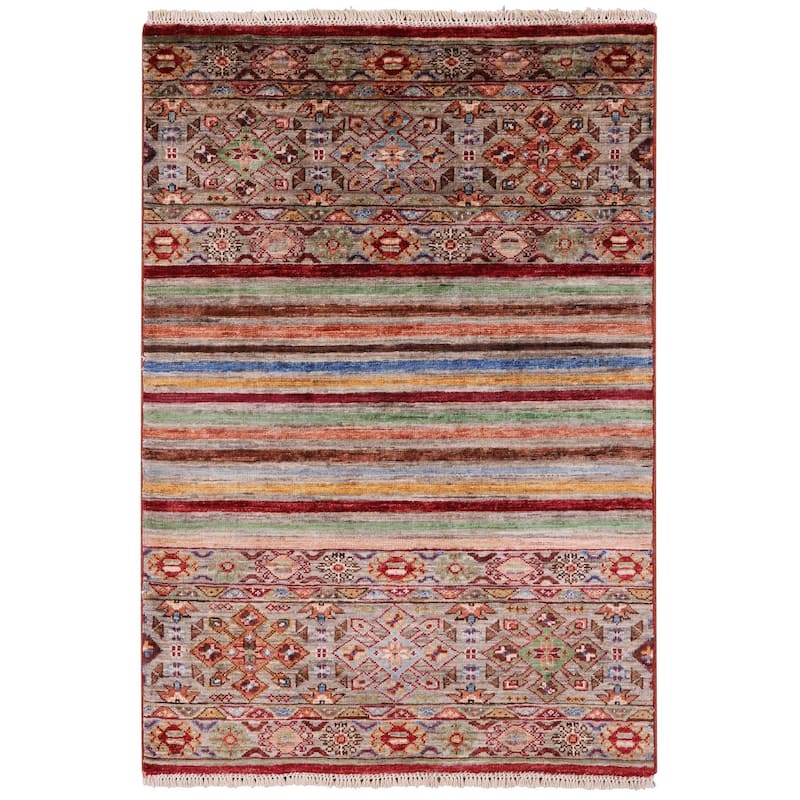 Golden Nile Khorjin Persian Gabbeh Handmade Wool Rug - 2' 8" X 3' 11"