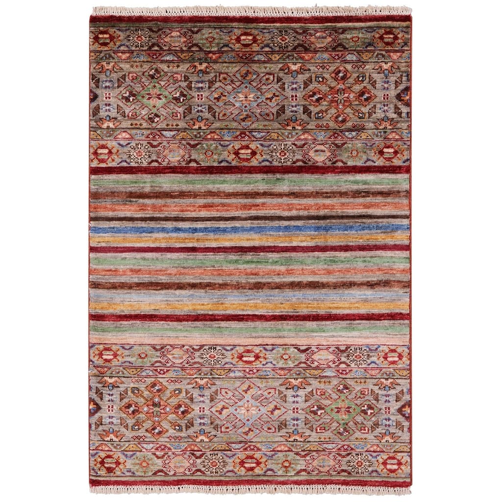 Golden Nile Khorjin Persian Gabbeh Handmade Wool Rug - 2' 8" X 3' 11"