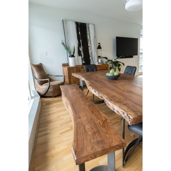 Shop Aurelle Home Bennett Rustic Farmhouse Live Edge Dining Table