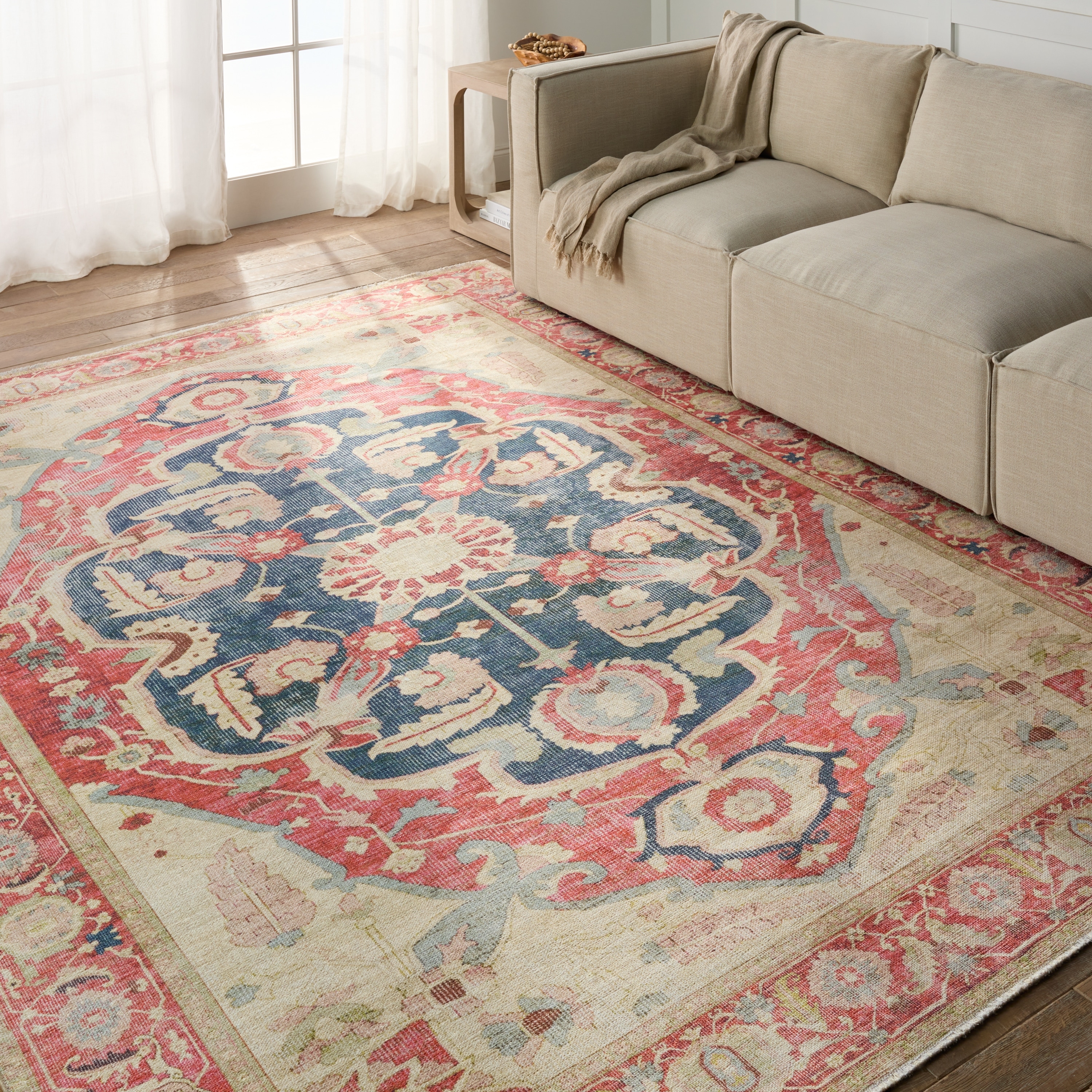 Ophera Medallion Red/ Blue Area Rug