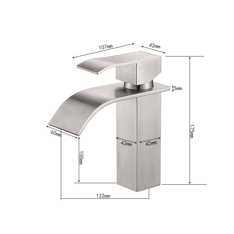 Single Handle Waterfall Spout Bathroom Vanity Sink Faucet