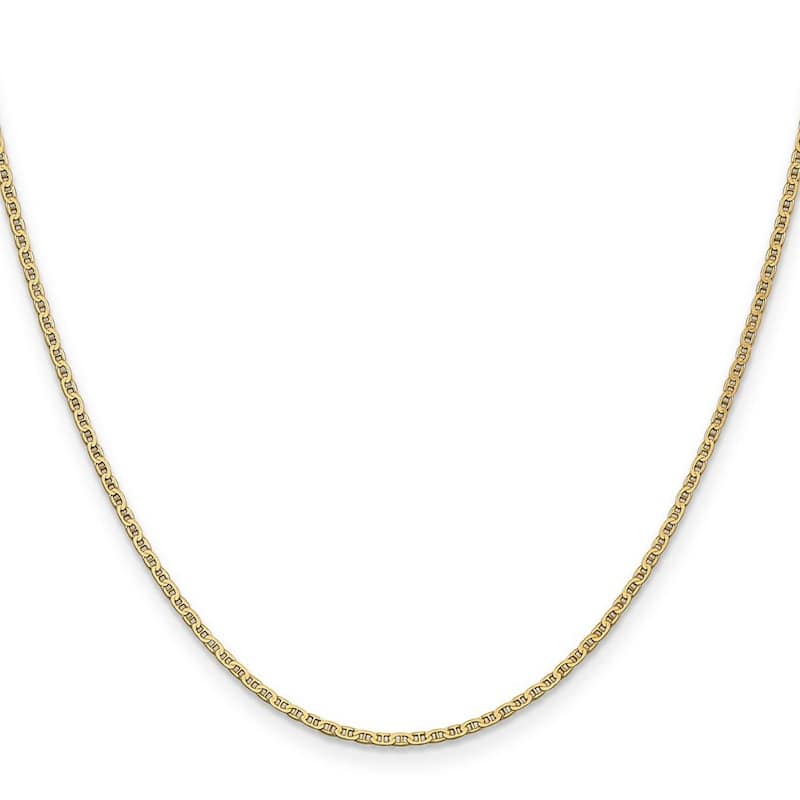 Curata 14k Yellow Gold Solid 1.5mm Mariner Anchor Link Chain Necklace Option 16 18 20 22 24