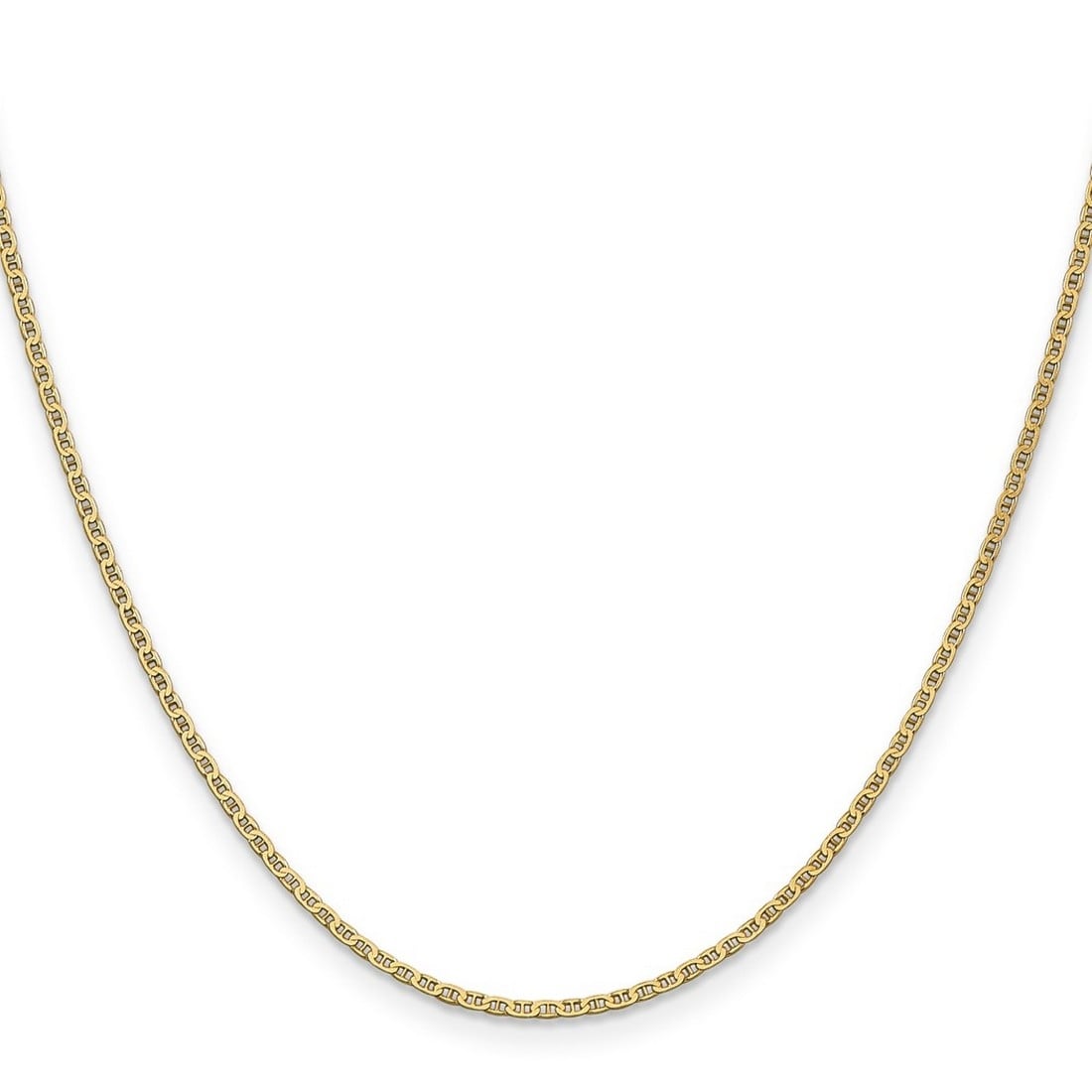 Curata 14k Yellow Gold Solid 1.5mm Mariner Anchor Link Chain Necklace