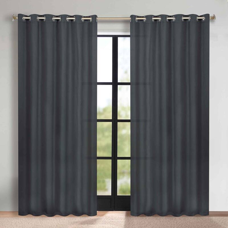 Superior Solid Machine Washable Room Darkening Grommet Blackout Curtains, Set of 2