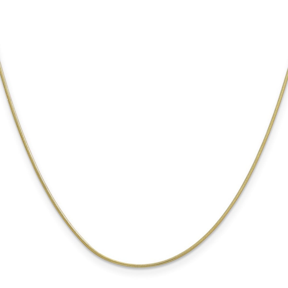 Curata 10k Yellow Gold 0.9mm Round Snake Chain Necklace