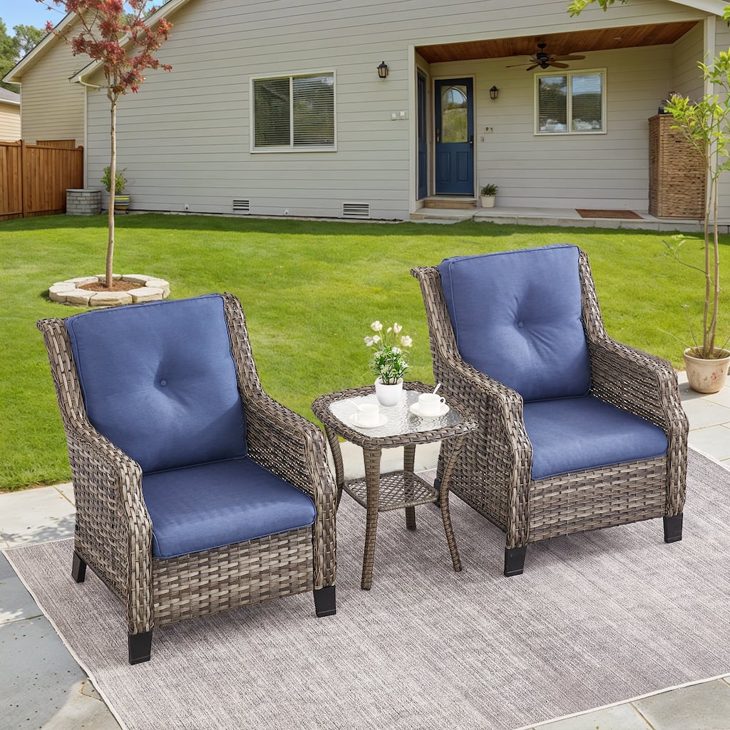 Gymojoy Patio Club Chair Wicker Chairs with Side Table - Grey