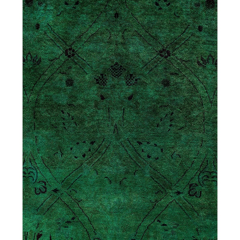 Overdyed One-of-a-Kind Hand-Knotted Area Rug - Green - 9' 1" x 17' 6"