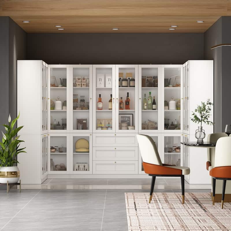Modular Kitchen Utility Buffet,Large Cupboard Pantry Display Case
