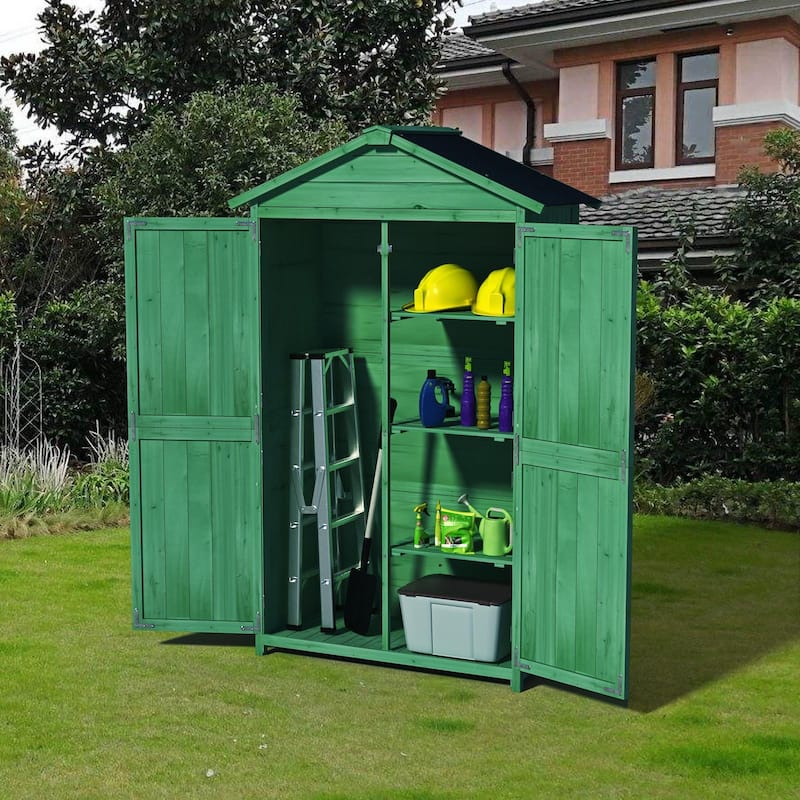 GDF Studio - Bainbridge Outdoor Wooden Garden Storage Shed with Double Doors and Waterproof Roof
