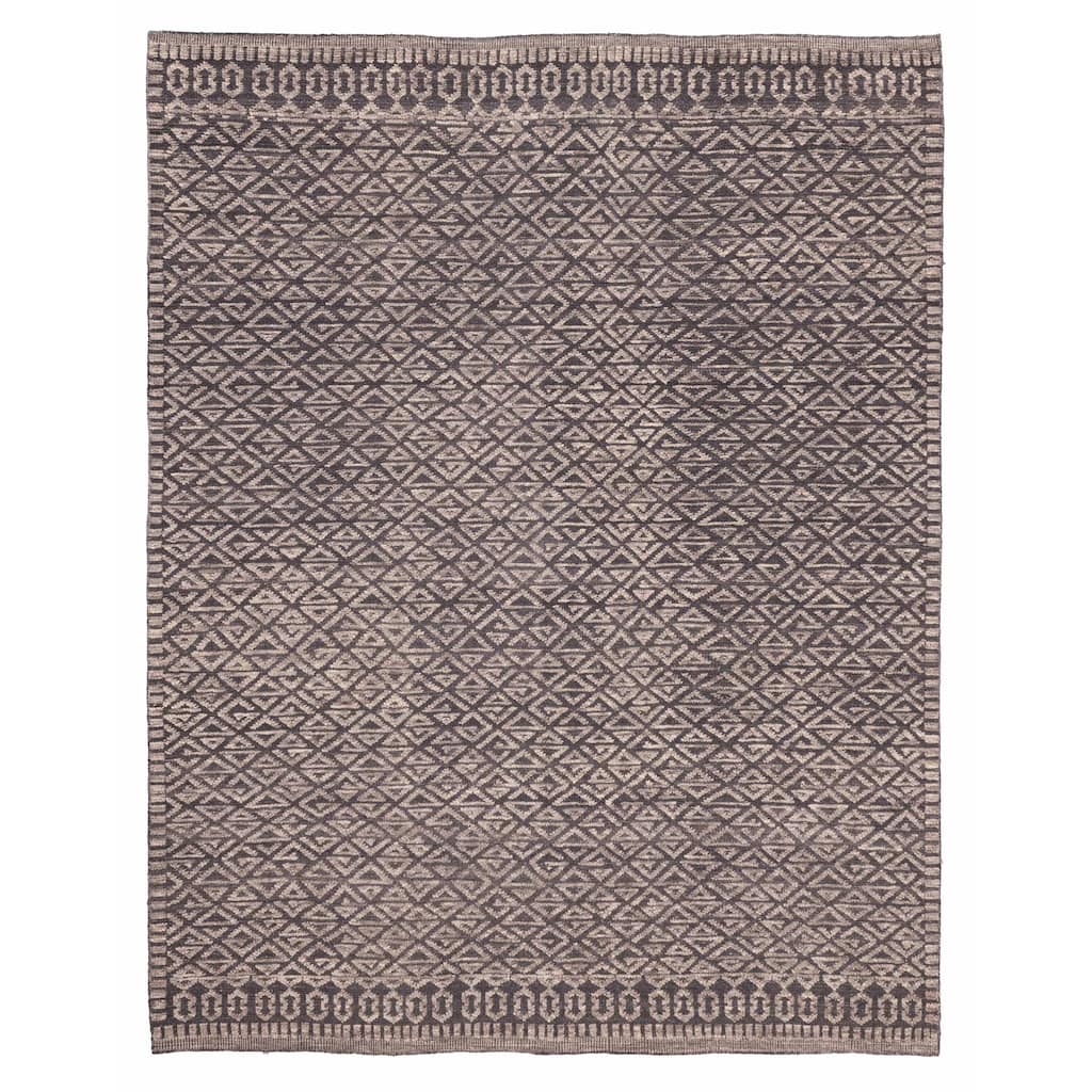 ECARPETGALLERY Hand-knotted Looma Charcoal Wool Rug - 8'0 x 10'2