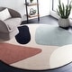 preview thumbnail 2 of 15, SAFAVIEH Handmade Fifth Avenue Regan Mid-Century Modern Wool Rug 7' Round - Beige/Black - Round