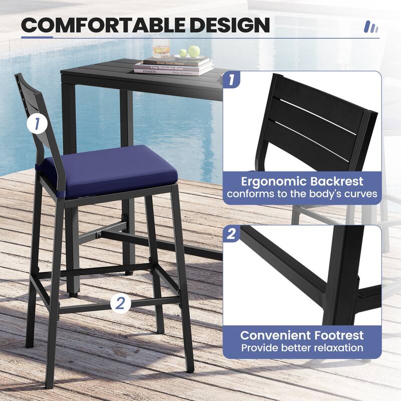 Outdoor Barstool Counter Height Bar Stools with Cushion - see picture