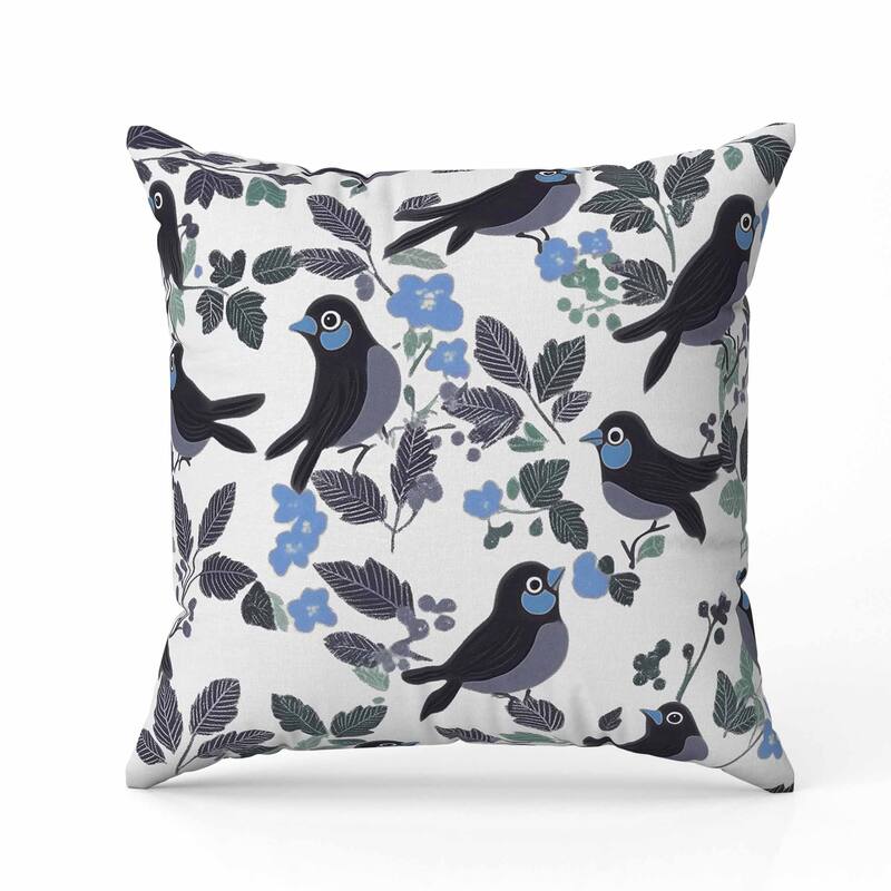 Sweet Tweets Faux Suede Reversible Throw Pillow Gray and Green